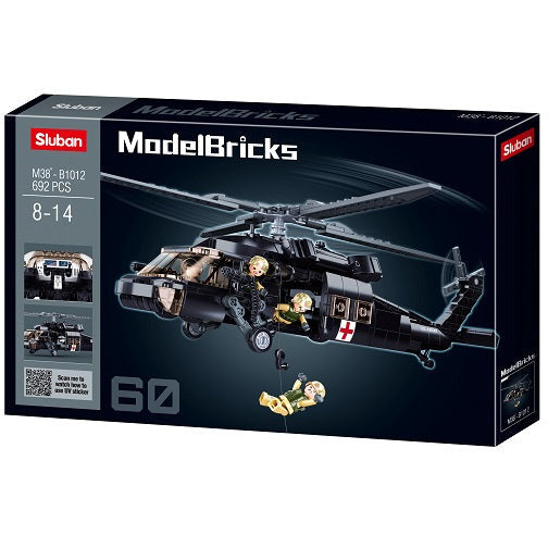 SLUBAN Model Bricks Black Hawk Helicopter 692pcs