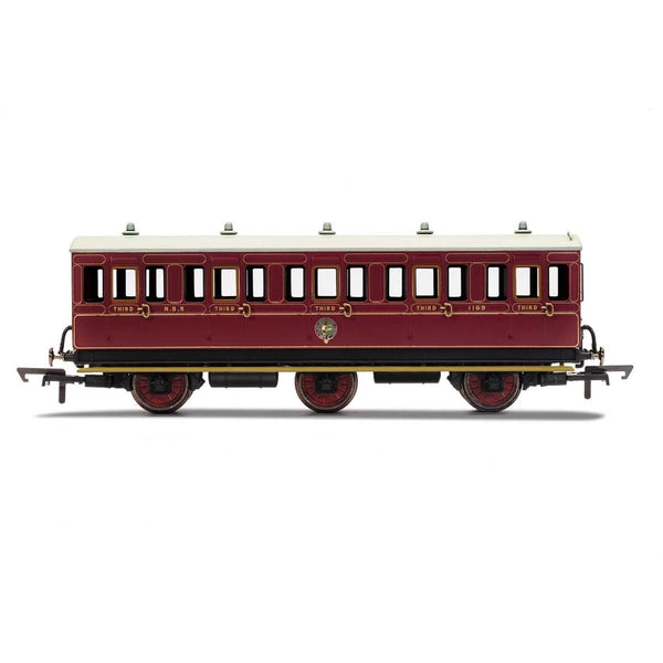 HORNBY OO NBR, 6 Wheel Coach, 3rd Class, Fitted Lights, 1169 - Era 2