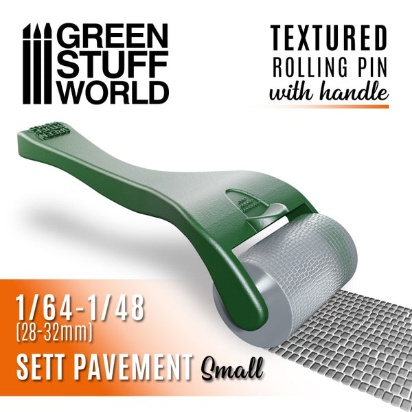 GREEN STUFF WORLD Rolling Pin with Handle - Sett Pavement Small