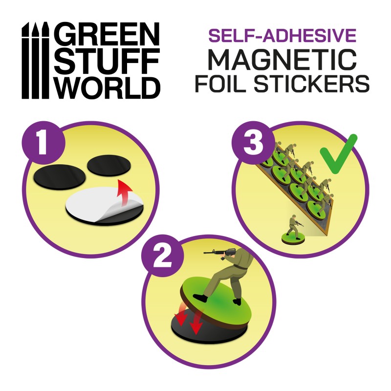 GREEN STUFF WORLD Round Magnetic Sheet Self-Adhesive - 30mm