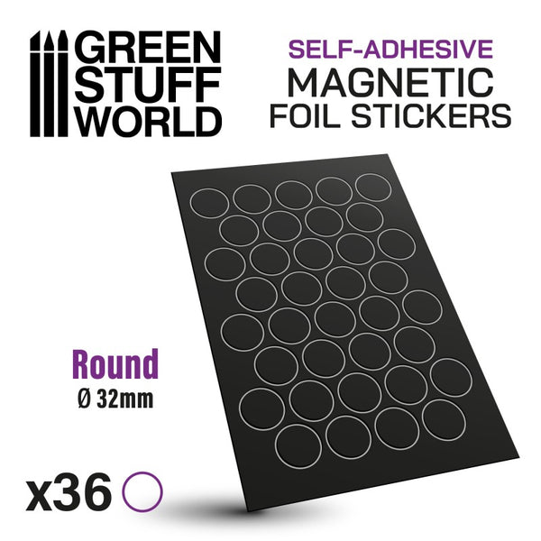 GREEN STUFF WORLD Round Magnetic Sheet Self-Adhesive - 32mm