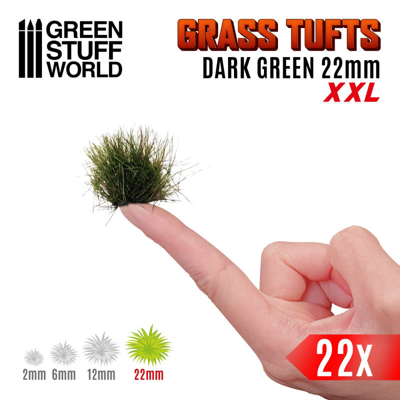 GREEN STUFF WORLD Grass Tufts XXL - 22mm Self-Adhesive - Dark Green