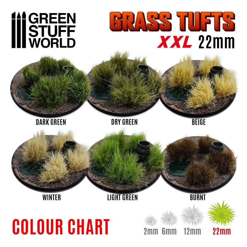 GREEN STUFF WORLD Grass Tufts XXL - 22mm Self-Adhesive - Dry Green