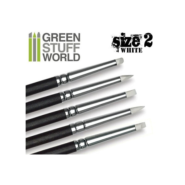 GREEN STUFF WORLD Colour Shapers Brushes Size 2 - White Soft