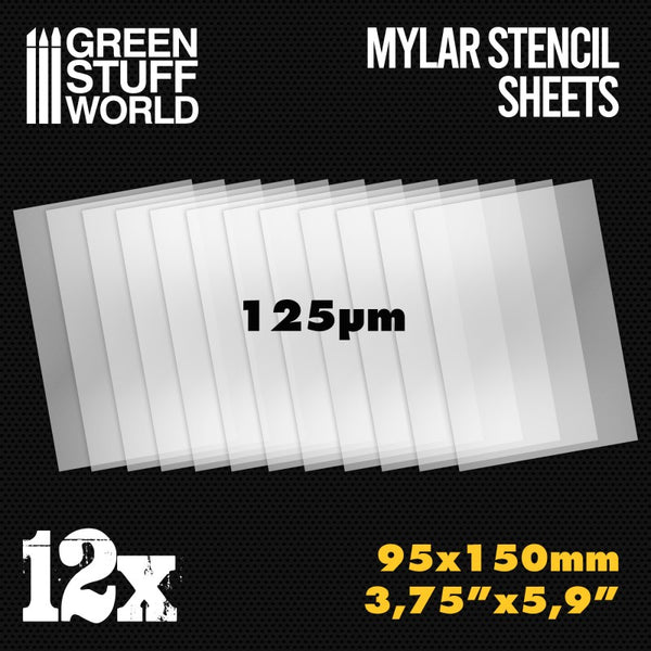 GREEN STUFF WORLD Small Mylar Stencil Sheets x12