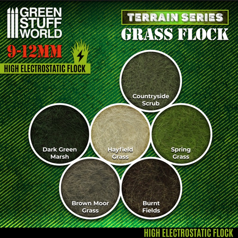 GREEN STUFF WORLD Flock 9-12mm 200ml - Dark Green Marsh