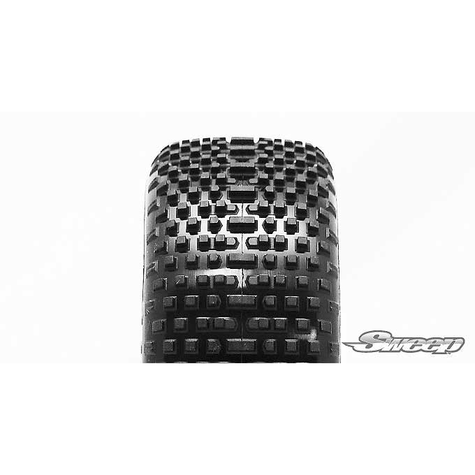 SWEEP Square Armour 1/10 4WD Buggy Front Tyres Blue Dot (Extra Soft) Open Cell Inserts (2)
