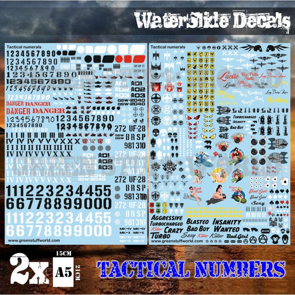 GREEN STUFF WORLD Waterslide Decal sheets - Tactical Number