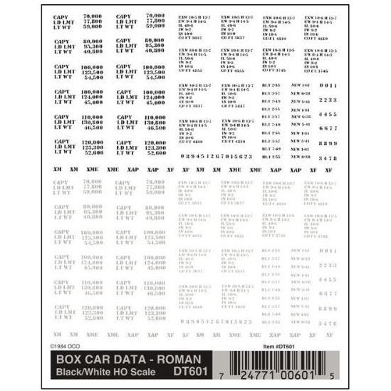 WOODLAND SCENICS Box Car Data - Roman Black/White